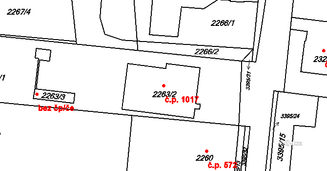 Poruba 1017, Orlová na parcele st. 2263/2 v KÚ Poruba u Orlové, Katastrální mapa