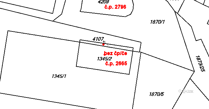 Dvůr Králové nad Labem 2665 na parcele st. 1345/2 v KÚ Dvůr Králové nad Labem, Katastrální mapa