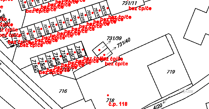 Mšeno nad Nisou 2552, Jablonec nad Nisou na parcele st. 731/40 v KÚ Mšeno nad Nisou, Katastrální mapa