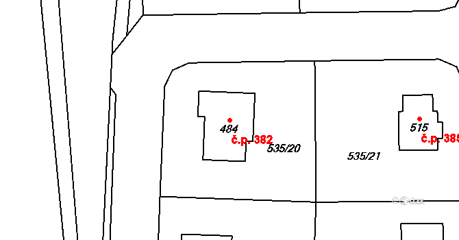 Řečany nad Labem 382 na parcele st. 484 v KÚ Řečany nad Labem, Katastrální mapa