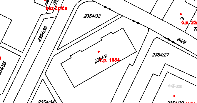 Předměstí 1854, Litoměřice na parcele st. 2354/2 v KÚ Litoměřice, Katastrální mapa