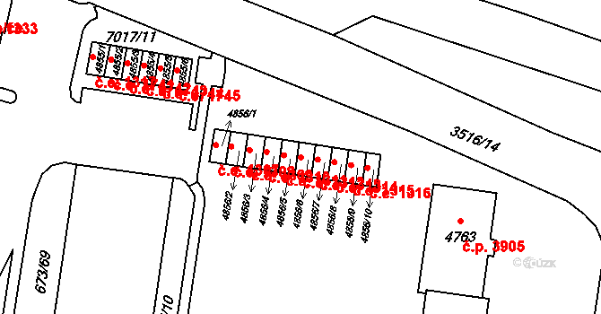 Zlín 1312 na parcele st. 4856/6 v KÚ Zlín, Katastrální mapa