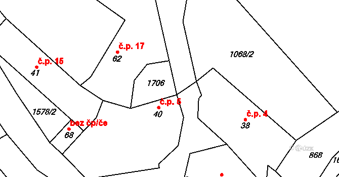 Bučovice 5, Votice na parcele st. 40 v KÚ Martinice u Votic, Katastrální mapa