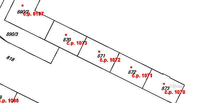 Poruba 1072, Ostrava na parcele st. 871 v KÚ Poruba, Katastrální mapa