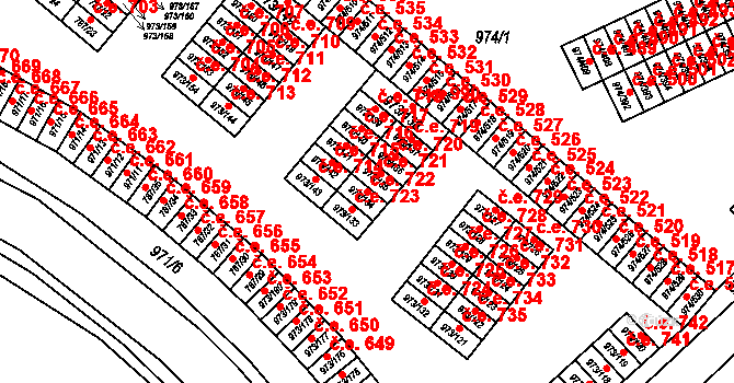 Štětí 722 na parcele st. 973/134 v KÚ Štětí I, Katastrální mapa