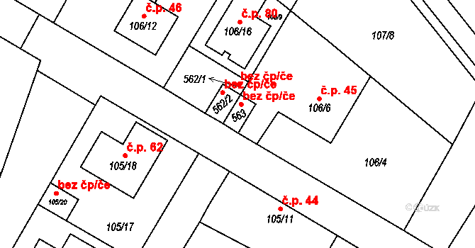 Klučov 38335361 na parcele st. 563 v KÚ Klučov, Katastrální mapa