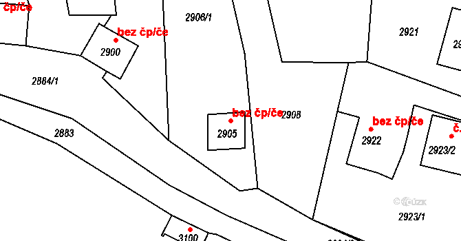Třešť 38671361 na parcele st. 2905 v KÚ Třešť, Katastrální mapa
