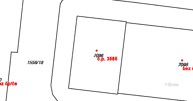 Hodonín 3585 na parcele st. 7096 v KÚ Hodonín, Katastrální mapa