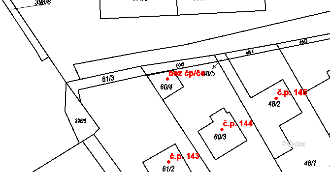 Kanice 39828361 na parcele st. 60/4 v KÚ Kanice, Katastrální mapa