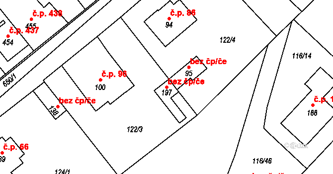 Slatiňany 41357361 na parcele st. 197 v KÚ Škrovád, Katastrální mapa