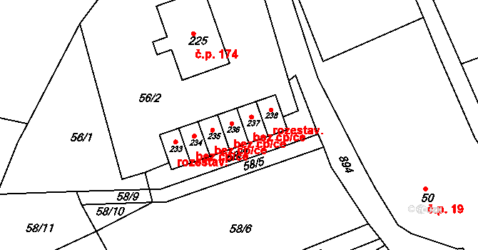 Kopřivnice 41548361 na parcele st. 236 v KÚ Mniší, Katastrální mapa