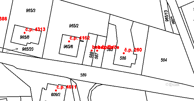 Jablonec nad Nisou 42057361 na parcele st. 587 v KÚ Vrkoslavice, Katastrální mapa