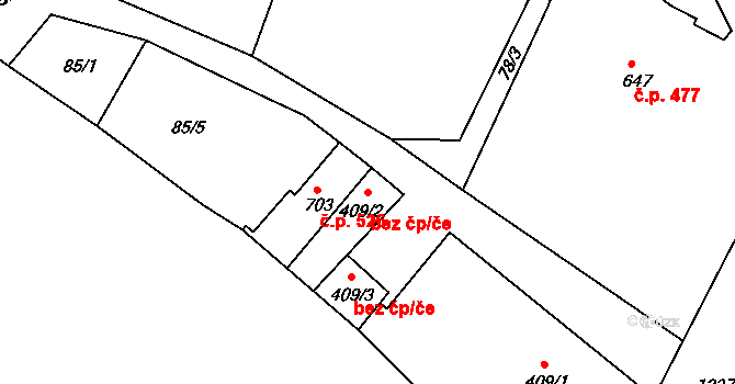 Benešov nad Ploučnicí 42176361 na parcele st. 409/2 v KÚ Benešov nad Ploučnicí, Katastrální mapa