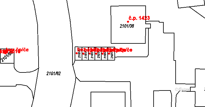 Teplice 42726361 na parcele st. 2101/15 v KÚ Teplice-Trnovany, Katastrální mapa