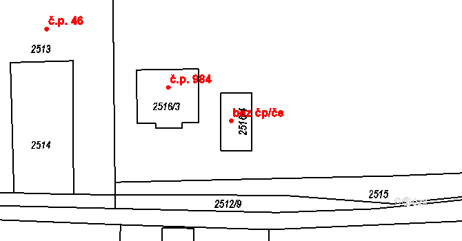 Orlová 43015361 na parcele st. 2516/4 v KÚ Horní Lutyně, Katastrální mapa