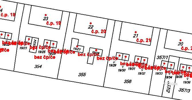 Cheb 43461361 na parcele st. 19/28 v KÚ Dolní Dvory, Katastrální mapa