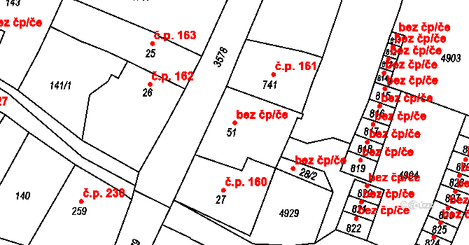 Budišov nad Budišovkou 43733361 na parcele st. 51 v KÚ Budišov nad Budišovkou, Katastrální mapa