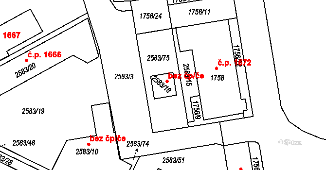 Rychnov nad Kněžnou 44294361 na parcele st. 2583/18 v KÚ Rychnov nad Kněžnou, Katastrální mapa