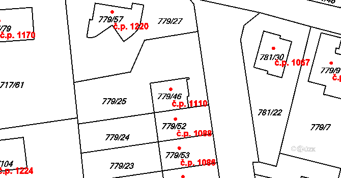 Kylešovice 1110, Opava na parcele st. 779/46 v KÚ Kylešovice, Katastrální mapa