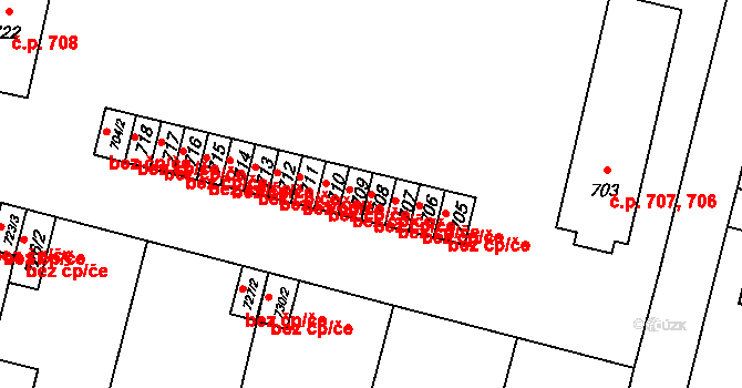 Mohelnice 44922361 na parcele st. 708 v KÚ Mohelnice, Katastrální mapa