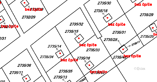 Teplice 45133361 na parcele st. 2735/15 v KÚ Teplice, Katastrální mapa