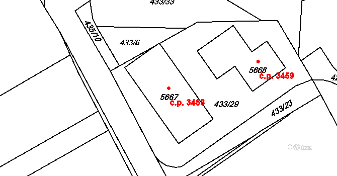 Břeclav 3458 na parcele st. 5667 v KÚ Břeclav, Katastrální mapa