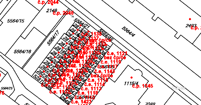 Žatec 1120 na parcele st. 2838 v KÚ Žatec, Katastrální mapa