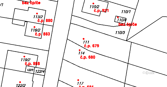 Bučovice 679 na parcele st. 111 v KÚ Bučovice, Katastrální mapa
