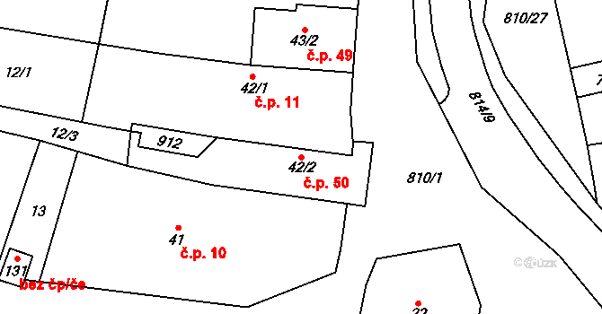 Holešovice 50, Chroustovice na parcele st. 42/2 v KÚ Holešovice u Chroustovic, Katastrální mapa