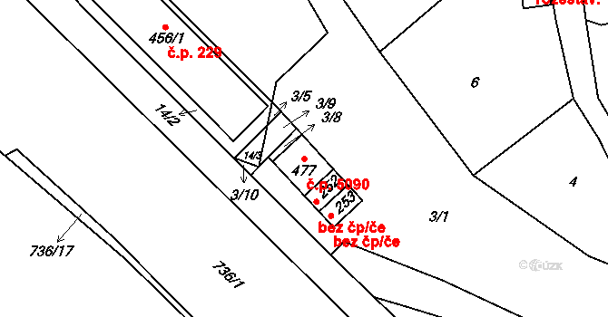 Lhotka 5090, Česká Třebová na parcele st. 477 v KÚ Lhotka u České Třebové, Katastrální mapa