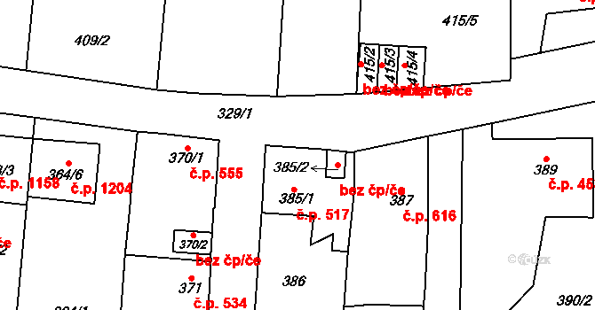 Nýřany 517 na parcele st. 385/1 v KÚ Nýřany, Katastrální mapa