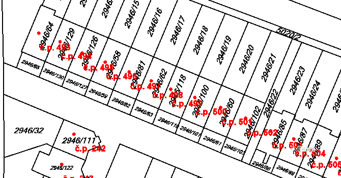 Choceňské Předměstí 499, Vysoké Mýto na parcele st. 2946/118 v KÚ Vysoké Mýto, Katastrální mapa