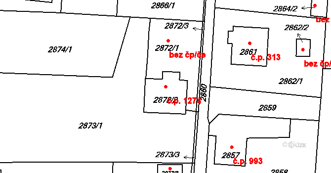 Horní Suchá 1274 na parcele st. 2872/2 v KÚ Horní Suchá, Katastrální mapa