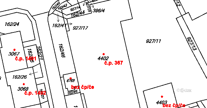 Beroun-Město 367, Beroun na parcele st. 4402 v KÚ Beroun, Katastrální mapa