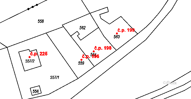 Svinařov 198 na parcele st. 561 v KÚ Svinařov u Kladna, Katastrální mapa