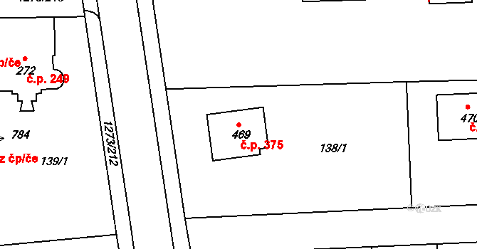 Kaznějov 375 na parcele st. 469 v KÚ Kaznějov, Katastrální mapa