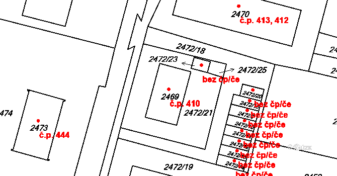 Veselí nad Lužnicí I 410, Veselí nad Lužnicí na parcele st. 2469 v KÚ Veselí nad Lužnicí, Katastrální mapa