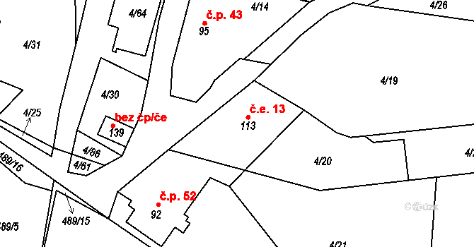 Pivoň 13, Mnichov na parcele st. 113 v KÚ Pivoň, Katastrální mapa