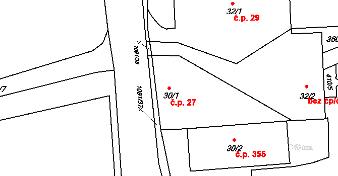Velká Ves 27, Broumov na parcele st. 30/1 v KÚ Velká Ves u Broumova, Katastrální mapa