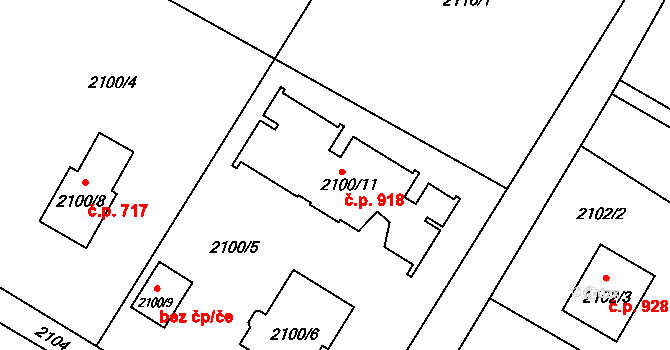 Palkovice 918 na parcele st. 2100/11 v KÚ Palkovice, Katastrální mapa