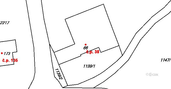 Obora 35, Hracholusky na parcele st. 66 v KÚ Obora u Hracholusk, Katastrální mapa