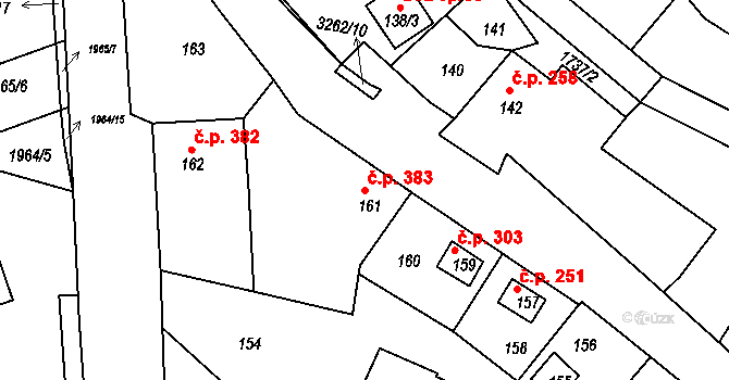 Kamenice nad Lipou 383 na parcele st. 161 v KÚ Kamenice nad Lipou, Katastrální mapa