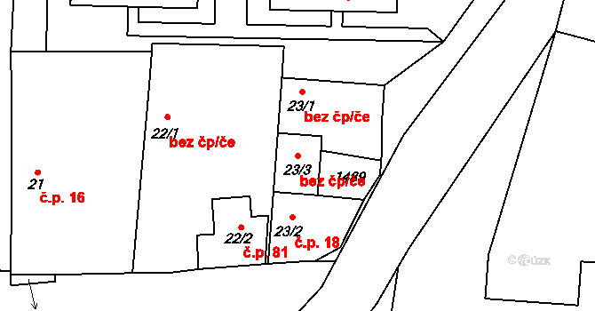 Cebiv 91694361 na parcele st. 23/3 v KÚ Cebiv, Katastrální mapa