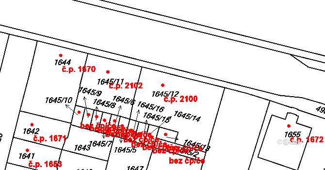Louny 2100 na parcele st. 1645/12 v KÚ Louny, Katastrální mapa