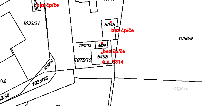 Šumperk 3314 na parcele st. 6408 v KÚ Šumperk, Katastrální mapa