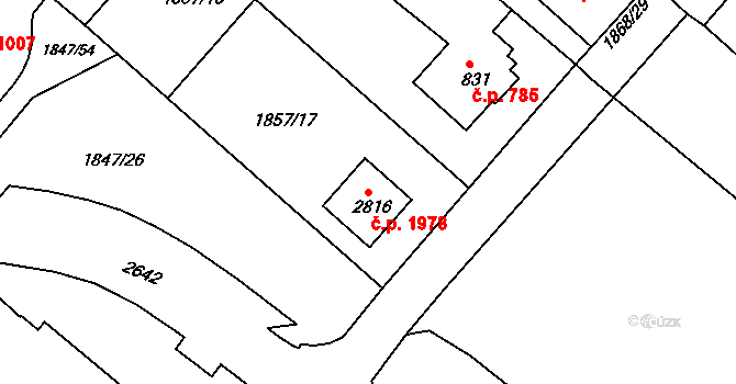Tišnov 1978 na parcele st. 2816 v KÚ Tišnov, Katastrální mapa