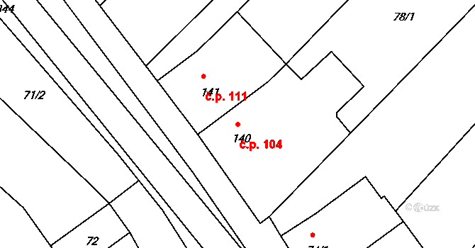 Žopy 104, Holešov na parcele st. 140 v KÚ Žopy, Katastrální mapa