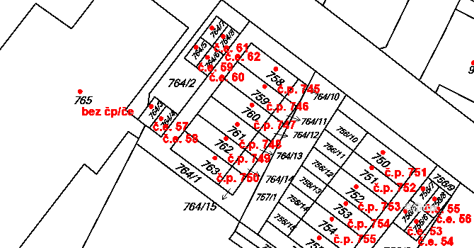 Moravský Krumlov 748 na parcele st. 761 v KÚ Moravský Krumlov, Katastrální mapa