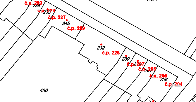 Přerov III-Lověšice 226, Přerov na parcele st. 232 v KÚ Lověšice u Přerova, Katastrální mapa