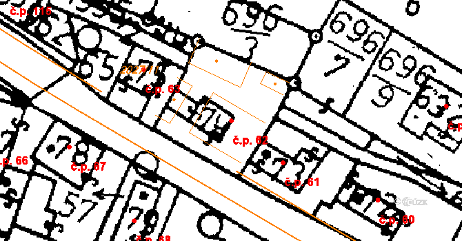 Kácov 62 na parcele st. 74 v KÚ Kácov, Katastrální mapa
